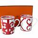 Hermes Porcelain Mug Cup 2 Set Guadalquivir Tableware Red Interior Ornament Jp