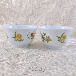 Hermes Porcelain Siesta Tea Cup Saucer with Lid Cover Tableware Yellow 2 Sets