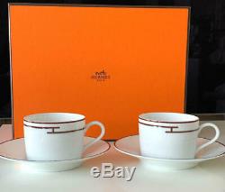 Hermes Porcelain Tea Cup Saucer Rythme Red 2 set Tableware Ornament Auth New