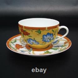 Hermes Siesta Cup & Saucer Coffee Tea Drink Porcelain Yellow White Used