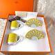 Hermes Soleil D'hermes Demitasse Cup Saucer 2 Sets Yellow Porcelain 2 Sets Withbox