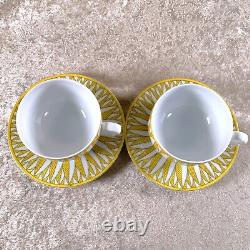 Hermes Soleil d'Hermes Tea Cup & Saucer 2 Sets Yellow Porcelain 2 Sets with Box