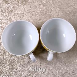 Hermes Soleil d'Hermes Tea Cup & Saucer 2 Sets Yellow Porcelain 2 Sets with Box