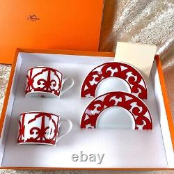 Hermes Tea Cup & Saucer Balcon du Guadalquivir Porcelain Tableware 2 Sets withBox