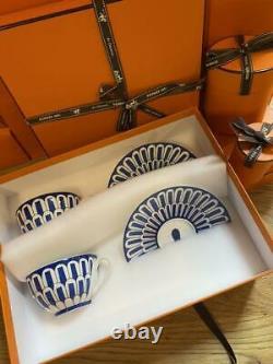 Hermes Tea Cup Saucer Bleus d'Ailleurs Blue Tableware 2 set Porcelain Auth NEW