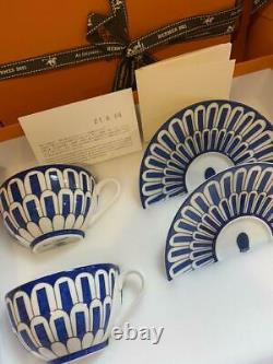 Hermes Tea Cup Saucer Bleus d'Ailleurs Blue Tableware 2 set Porcelain Auth NEW