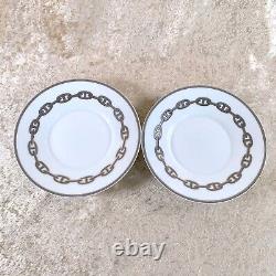 Hermes Tea Cup & Saucer CHAINE D'ANCRE PLATINUM Porcelain Tableware 2 Sets