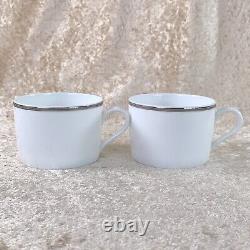 Hermes Tea Cup & Saucer CHAINE D'ANCRE PLATINUM Porcelain Tableware 2 Sets