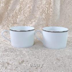 Hermes Tea Cup & Saucer CHAINE D'ANCRE PLATINUM Porcelain Tableware 2 Sets