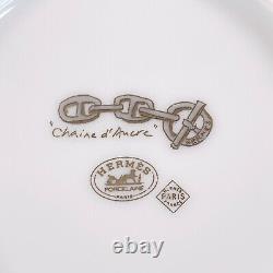 Hermes Tea Cup & Saucer CHAINE D'ANCRE PLATINUM Porcelain Tableware 2 Sets