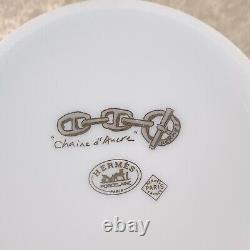 Hermes Tea Cup & Saucer CHAINE D'ANCRE PLATINUM Porcelain Tableware 2 Sets