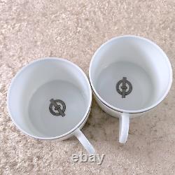 Hermes Tea Cup & Saucer Chaine d'Ancre Platinum Porcelain Tableware 2 Sets wCase