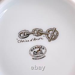 Hermes Tea Cup & Saucer Chaine d'Ancre Platinum Porcelain Tableware 2 Sets wCase