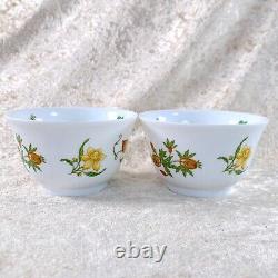 Hermes Tea Cup Saucer La Siesta with Top Cover Yellow Porcelain Tableware 2 Sets