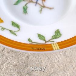 Hermes Tea Cup Saucer La Siesta with Top Cover Yellow Porcelain Tableware 2 Sets