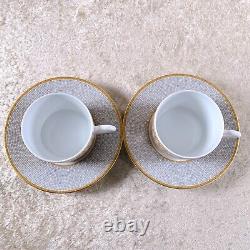 Hermes Tea Cup Saucer Mosaique Au 24 Gold 2 Sets Porcelain Tableware with Case