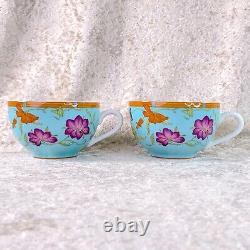 Hermes Tea Cup & Saucer Siesta Island Blue Porcelain Tableware 2 Sets with Case