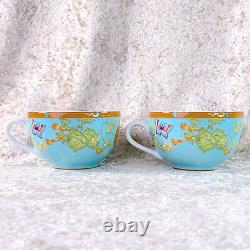 Hermes Tea Cup & Saucer Siesta Island Blue Porcelain Tableware 2 Sets with Case