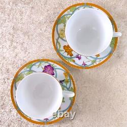 Hermes Tea Cup & Saucer Siesta Island Blue Porcelain Tableware 2 Sets with Case