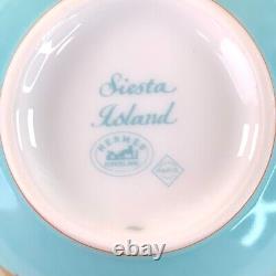 Hermes Tea Cup & Saucer Siesta Island Blue Porcelain Tableware 2 Sets with Case