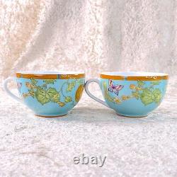 Hermes Tea Cup & Saucer Siesta Island Porcelain Tableware Blue 2 Sets with Case