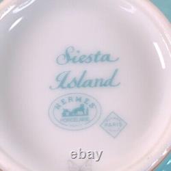 Hermes Tea Cup & Saucer Siesta Island Porcelain Tableware Blue 2 Sets with Case