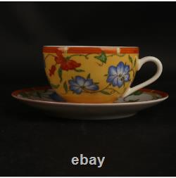 Hermes Tea Cup & Saucer Siesta Porcelain Tableware Blue & Yellow 2 Set