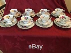 Hertel Jacob Bavaria Dresden Set Of 8 Dessert Plates, Tea Cups Saucers 24 Pieces