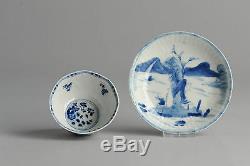 High Quality Ca 1700 Chinese Porcelain Cup & Saucer'Figures & Landscape' Marked