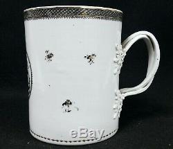Huge 18th / 19th c Chinese Export Porcelain Mug European Subject Grisaille