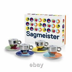 ILLY ART COLLECTION 4 Cappuccino Cups Stefan Sagmeister Limited Edition 23389