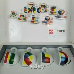 ILLY Italian Art Design Boxed Set of 4 Porcelain Cappuccino Cups and Saucers