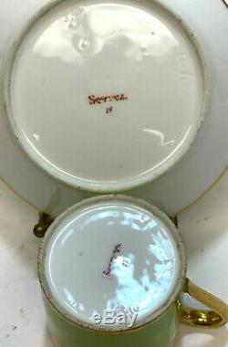Imperial Manufacture De Sevres France Green Porcelain Cup & Saucer, 1811