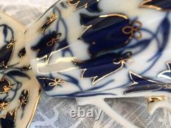 Imperial Porcelain Blue Vortex Bell Flower Lily of the Valley Cup & Saucer