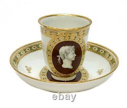 Imperial Royal Vienna Porcelain Cameo Cup & Saucer, circa 1900