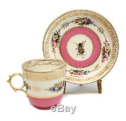 Imperial Royal Vienna Porcelain Cup & Saucer with Realistic Cricket Insect, 1858