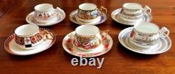 Imperial Russian St. Petersburg Lomonosov Bone China/Porcelain Cups and Saucers