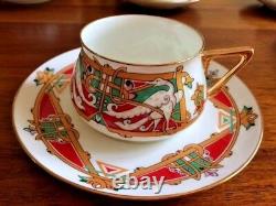 Imperial Russian St. Petersburg Lomonosov Bone China/Porcelain Cups and Saucers