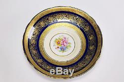 Incredible Hand Painted Cobalt Gold Enameled Aynsley Porcelain Cup and Saucer
