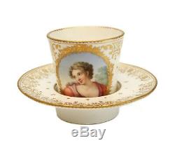 Incredibly Fine Sevres Porcelain Cup & Saucer, Goblet et Sou Coupe Enfonce 1759