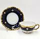 Jp Limoges France J Pouyat Porcelain Cobalt & Gold Cup Saucer Set Fleur De Lis