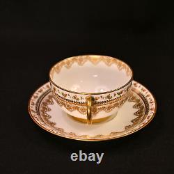 JPL Pouyat Limoges 4 Cups & Saucers Hand Painted Brown Acorns withGold 1900-1920