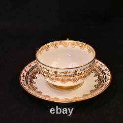 JPL Pouyat Limoges 4 Cups & Saucers Hand Painted Brown Acorns withGold 1900-1920