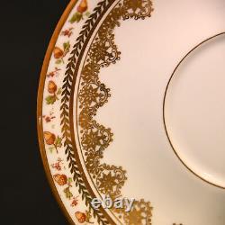 JPL Pouyat Limoges 4 Cups & Saucers Hand Painted Brown Acorns withGold 1900-1920