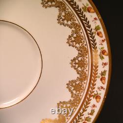 JPL Pouyat Limoges 4 Cups & Saucers Hand Painted Brown Acorns withGold 1900-1920