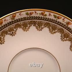 JPL Pouyat Limoges 4 Cups & Saucers Hand Painted Brown Acorns withGold 1900-1920