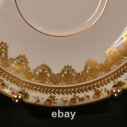 JPL Pouyat Limoges 4 Cups & Saucers Hand Painted Brown Acorns withGold 1900-1920