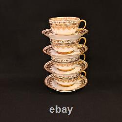 JPL Pouyat Limoges 4 Cups & Saucers Hand Painted Brown Acorns withGold 1900-1920