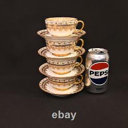 JPL Pouyat Limoges 4 Cups & Saucers Hand Painted Brown Acorns withGold 1900-1920