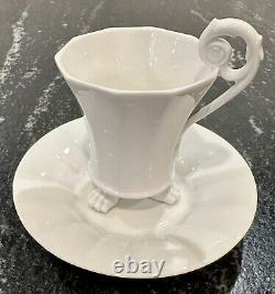 KPM Berlin Demitasse Cup & Saucer White Porcelain With Three Foot Design